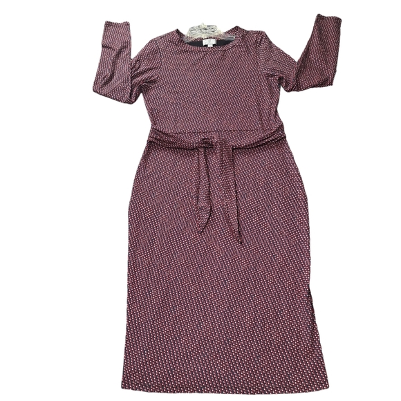 Pure Collection Sz 8/10 Crew-neck Long-Sleeve Tie-Front Lined Jersey Midi Dress - Picture 7 of 16